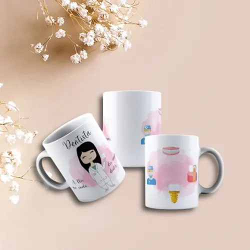 Caneca Personalizada de Porcelana Profissão Dentista