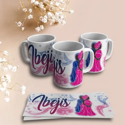 Caneca Personalizada de Porcelana Orixá Ibejis