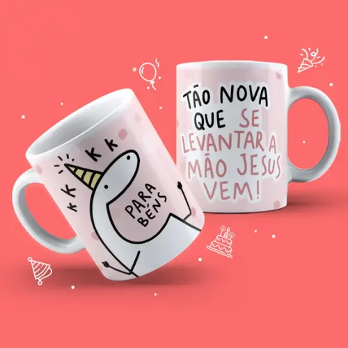 Caneca Personalizada de Porcelana Flork Aniversário