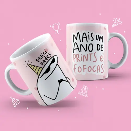 Caneca Personalizada de Porcelana Flork Aniversário