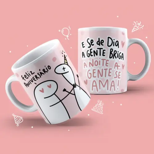 Caneca Personalizada de Porcelana Flork Aniversário