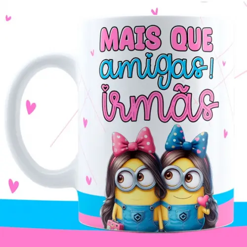 Caneca Personalizada de Porcelana Minnions Amigas