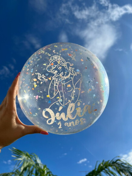 Kit 15 Bolas Personalizadas (23cm) Confetes