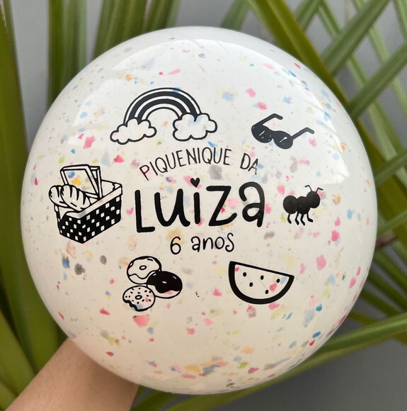 Kit 25 Bolas Personalizadas (23cm) Confetes