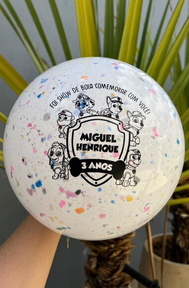 Kit 15 Bolas Personalizadas (23cm) Confetes