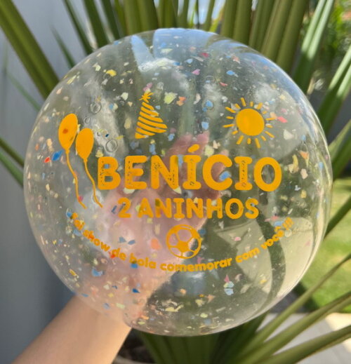 Kit 20 Bolas Personalizadas Confetes - 23cm