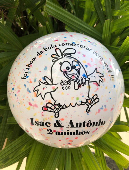 Kit 30 Bolas Personalizadas (23cm) Confetes