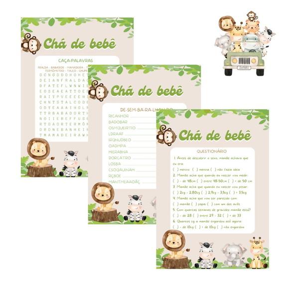 Kit Brincadeiras Chá de Bebê Safári (bege) (digital Pdf)
