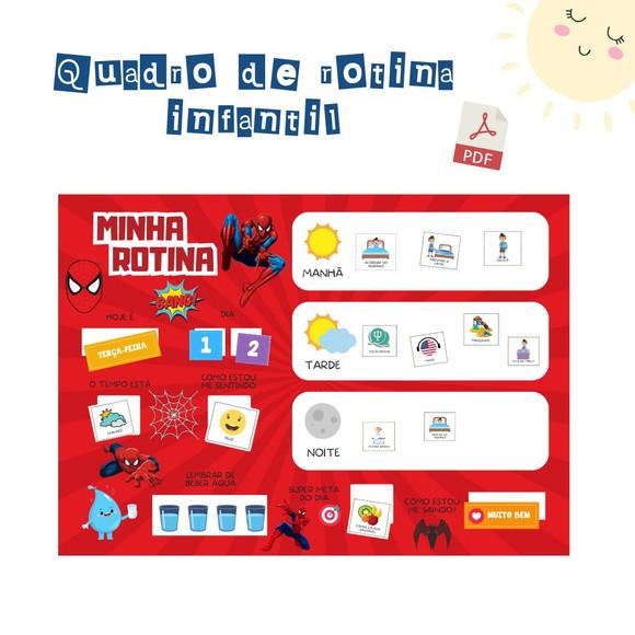 Quadro Rotina Infantil Homem-aranha (digital Pdf)
