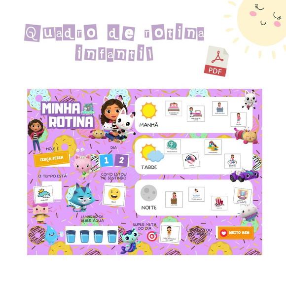Quadro Rotina Infantil a Casa Mágica da Gabby (digital Pdf)