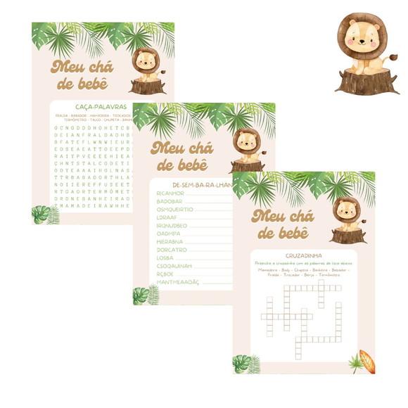 Kit Brincadeiras Chá de Bebê Leãozinho -pdf