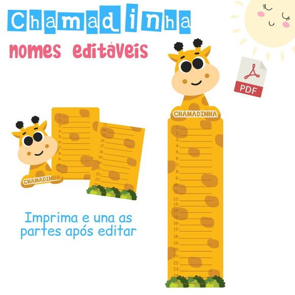 Painel Chamadinha - Girafa (arquivo pdf Editável)