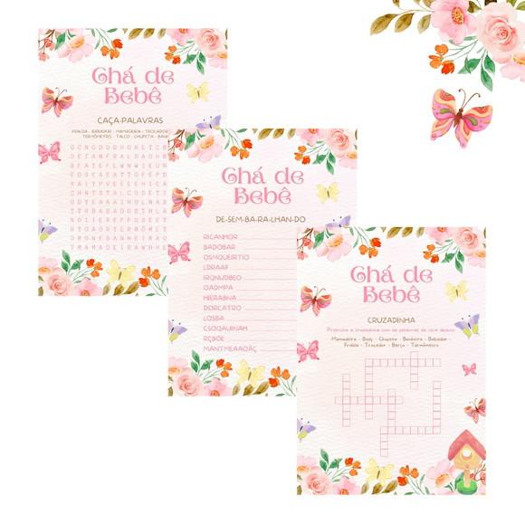 Kit Brincadeiras Chá de Bebê Jardim das Borboletas -pdf