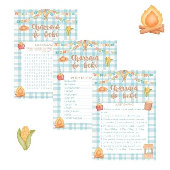 Kit Brincadeiras Charraiá do Bebê Festa Junina - Azul (pdf)