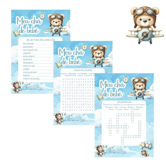 Kit Brincadeiras Chá de Bebê Ursinho Aviador Cute -pdf
