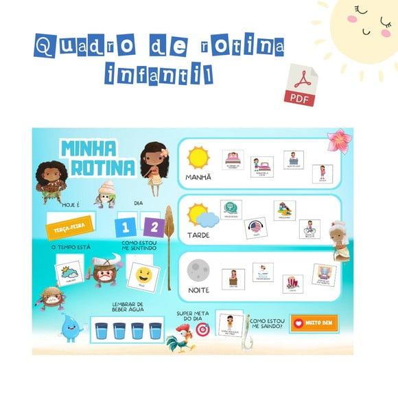 Quadro Rotina Infantil Moana (digital Pdf)