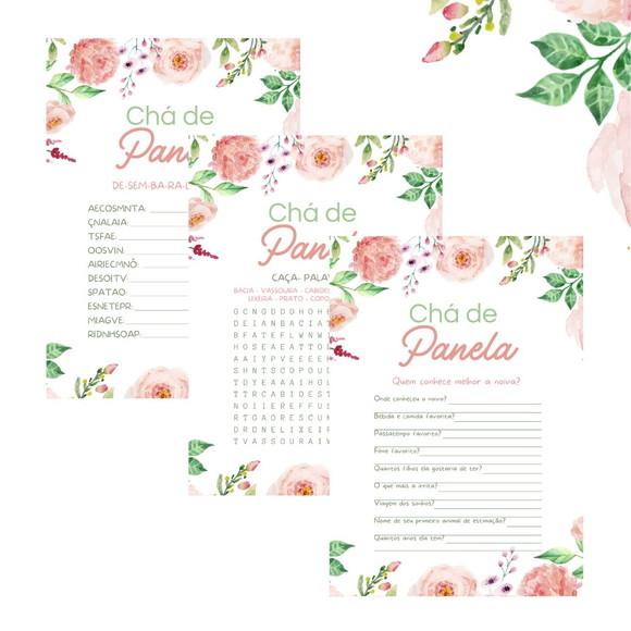 Kit Brincadeiras Chá de Panela Floral Aquarela (pdf)