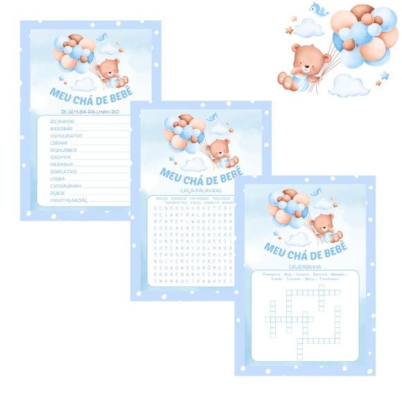 Kit Brincadeiras Chá de Bebê Ursinho Cute (azul Poá) -pdf