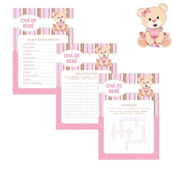 Kit Brincadeiras Chá de Bebê Ursinha (rosa e Bege) -pdf