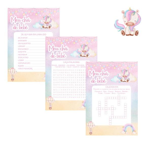 Kit Brincadeiras Chá de Bebê Unicórnio -pdf