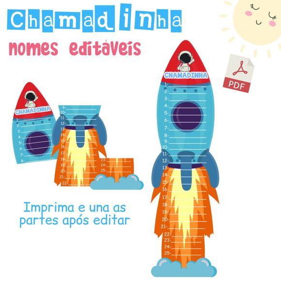 Painel Chamadinha - Foguete (arquivo pdf Editável)