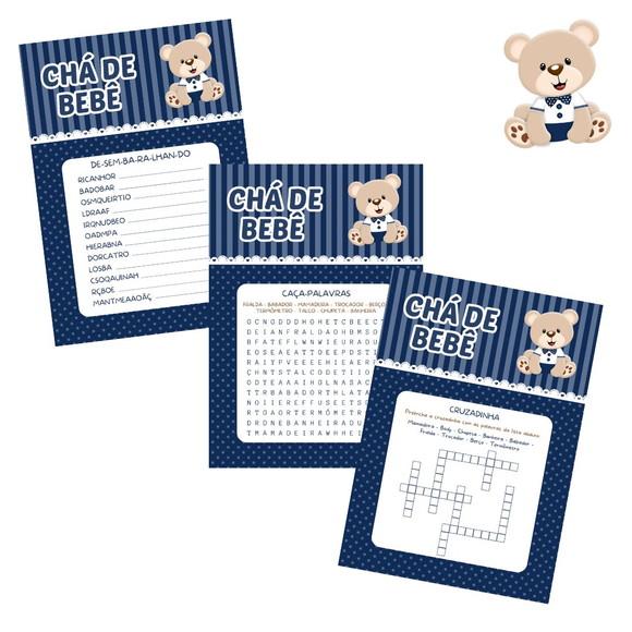 Kit Brincadeiras Chá de Bebê Ursinho (azul Marinho) -pdf