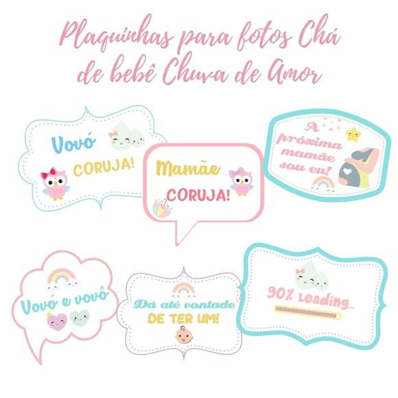 Kit Plaquinhas Chá de Bebê Chuva de Amor (arquivo Pdf)