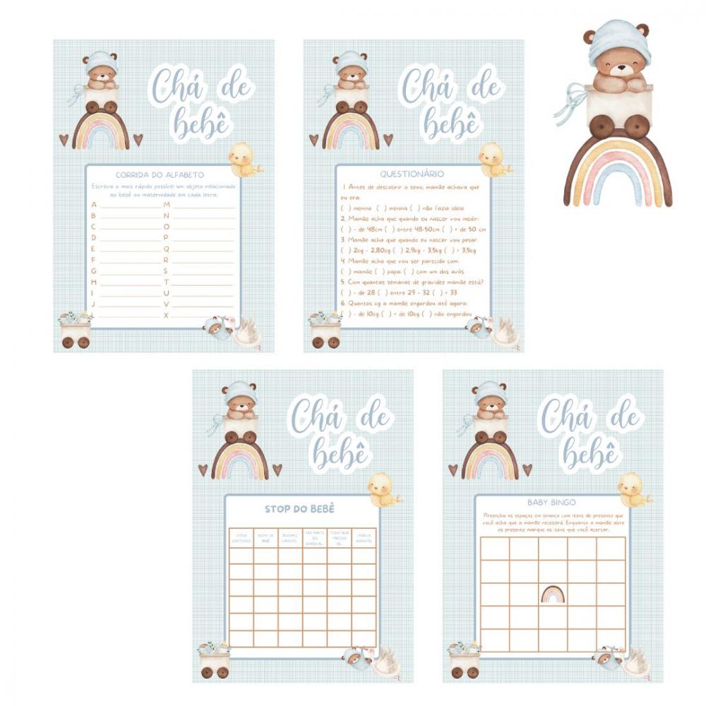 Kit Brincadeiras Chá de Bebê Ursinho Arco-íris (pdf)