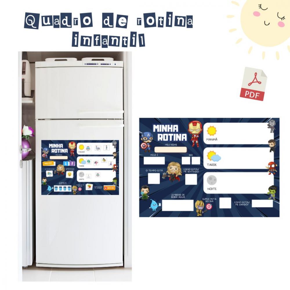 Quadro Rotina Infantil Heróis (digital Pdf)
