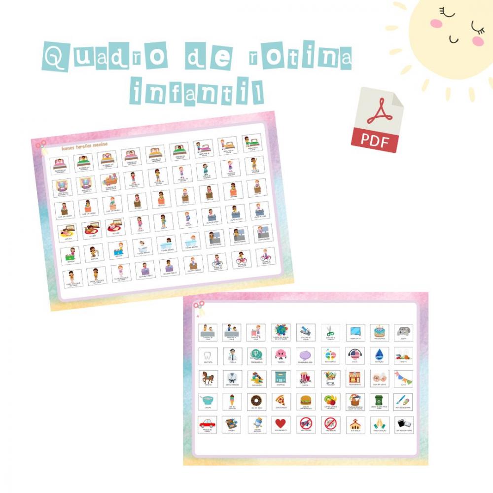 Quadro Rotina Infantil Unicórnios (digital Pdf)
