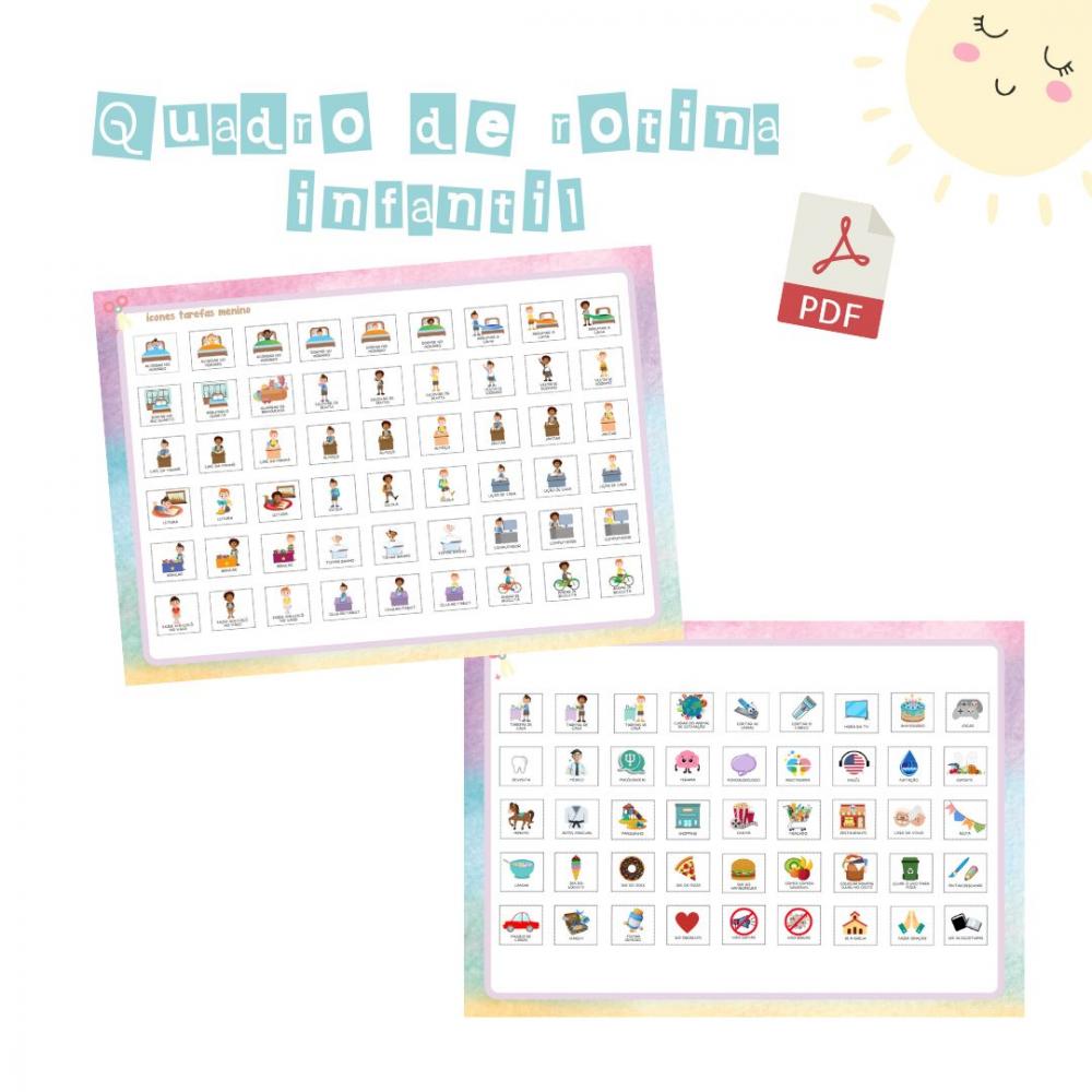 Quadro Rotina Infantil Unicórnios (digital Pdf)