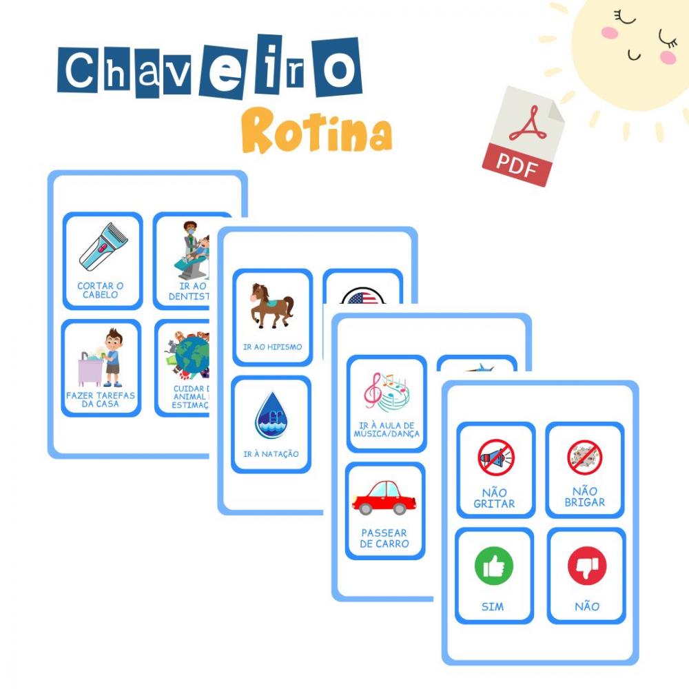 Chaveiro Rotina Infantil Menino 2 (digital Pdf)