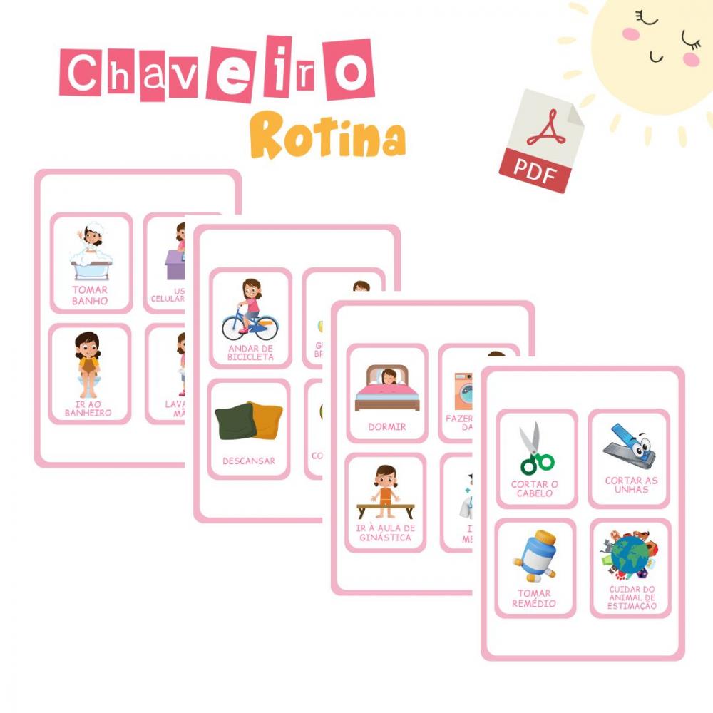 Chaveiro Rotina Infantil Menina 1 (digital Pdf)