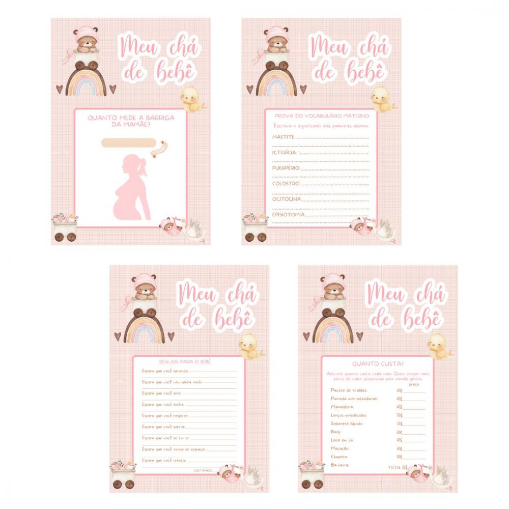Kit Brincadeiras Chá de Bebê Ursinha Arco-íris -pdf