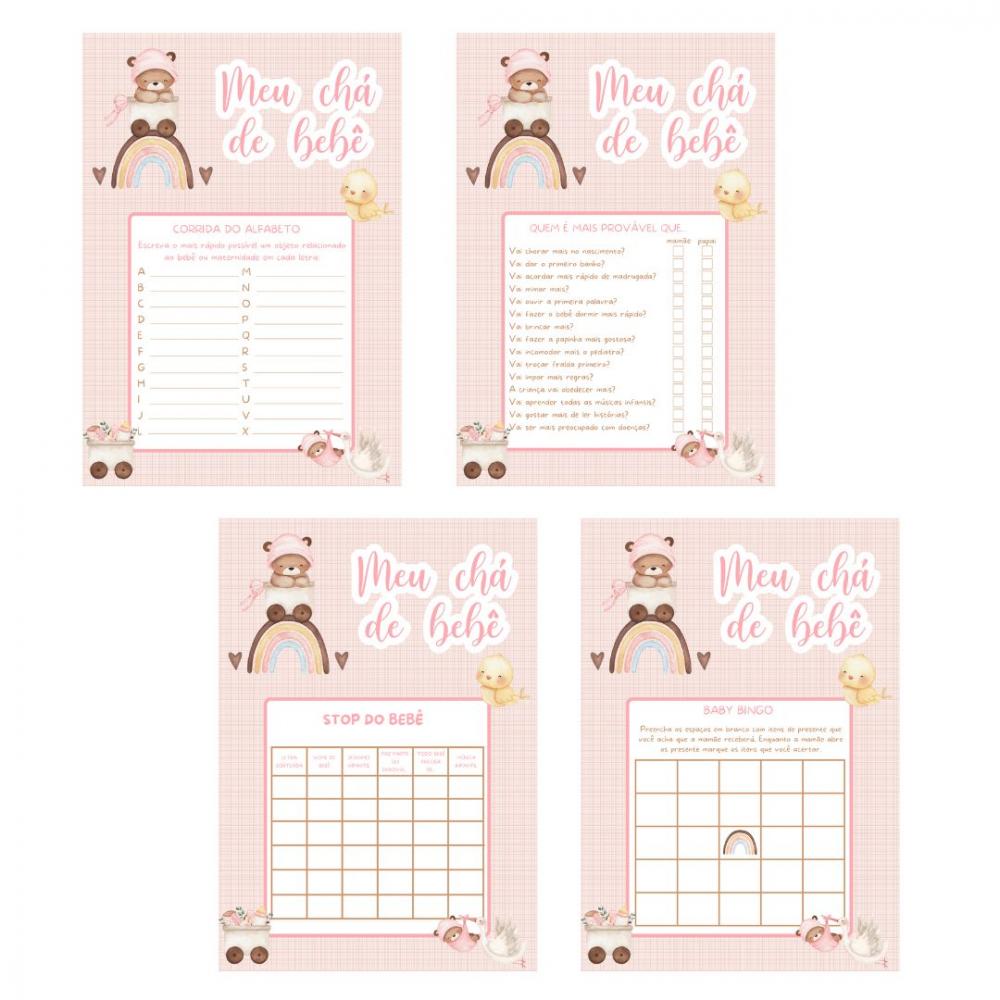 Kit Brincadeiras Chá de Bebê Ursinha Arco-íris -pdf