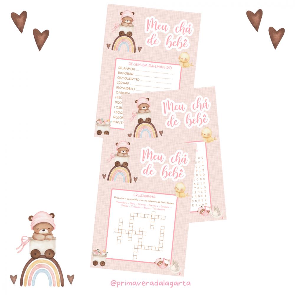 Kit Brincadeiras Chá de Bebê Ursinha Arco-íris -pdf