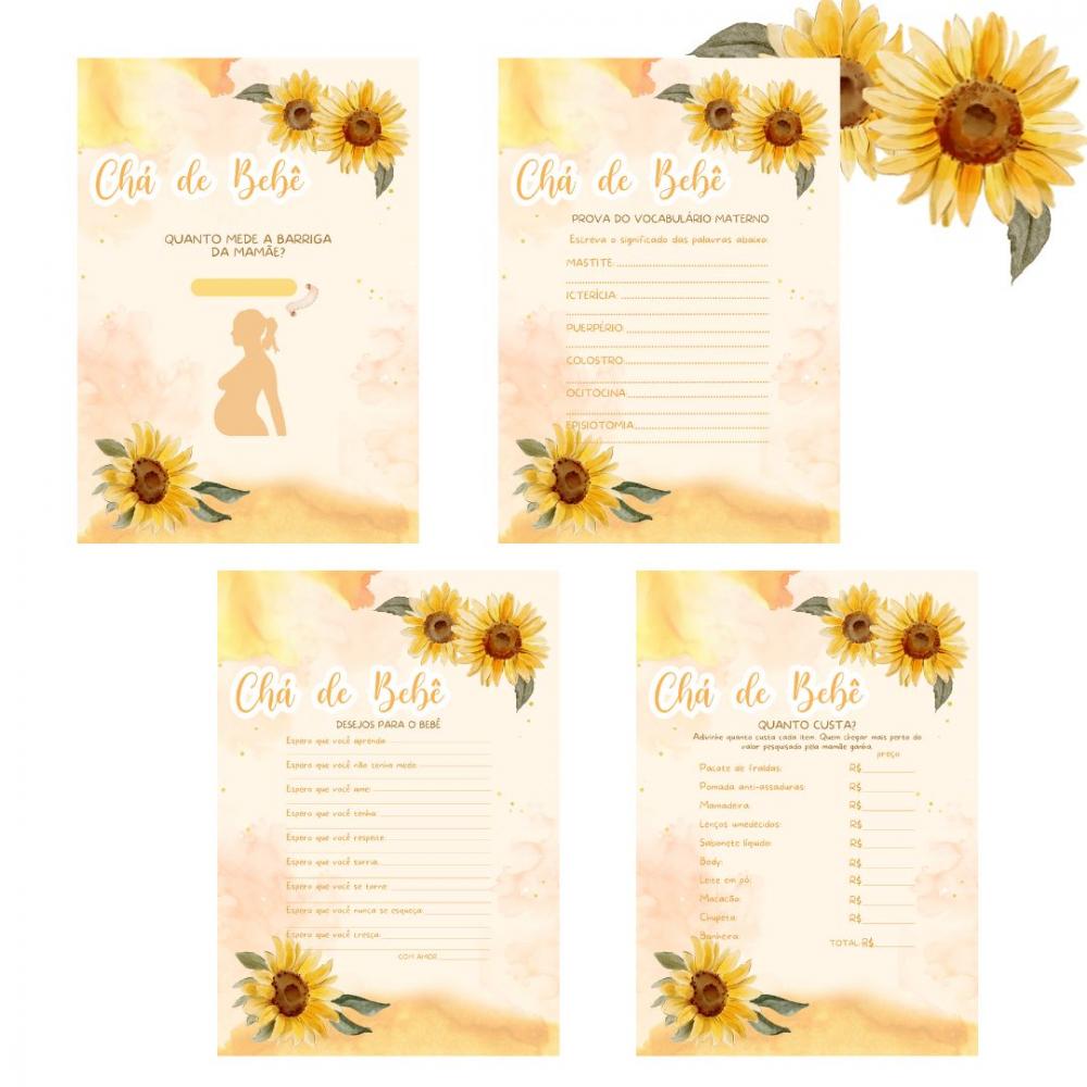 Kit Brincadeiras Chá de Bebê Girassol -pdf