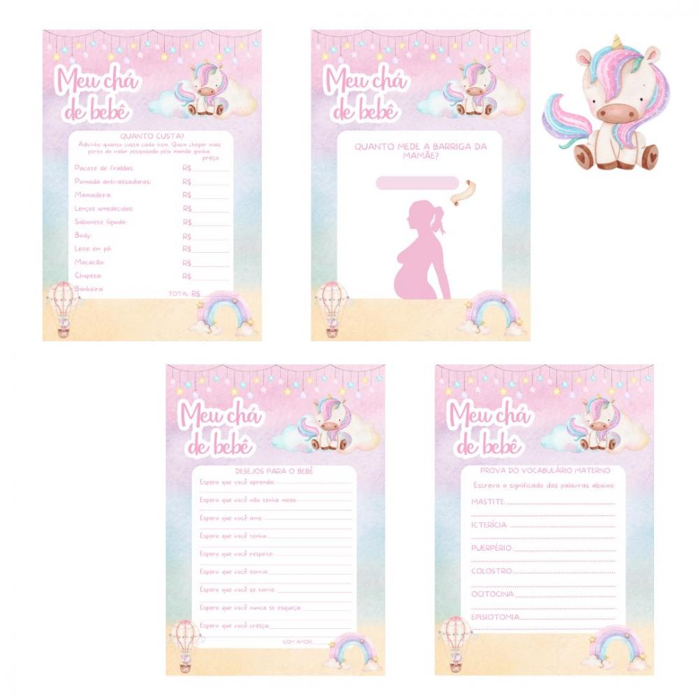 Kit Brincadeiras Chá de Bebê Unicórnio -pdf