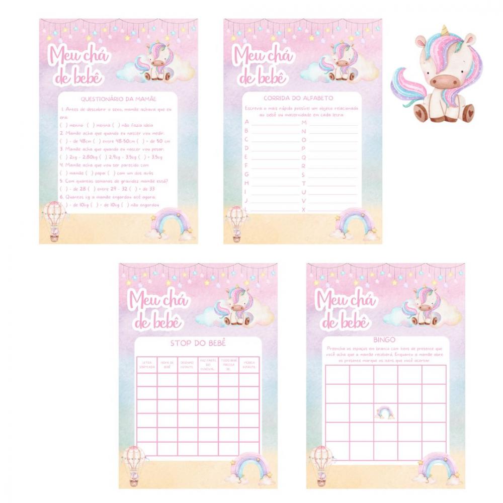 Kit Brincadeiras Chá de Bebê Unicórnio -pdf
