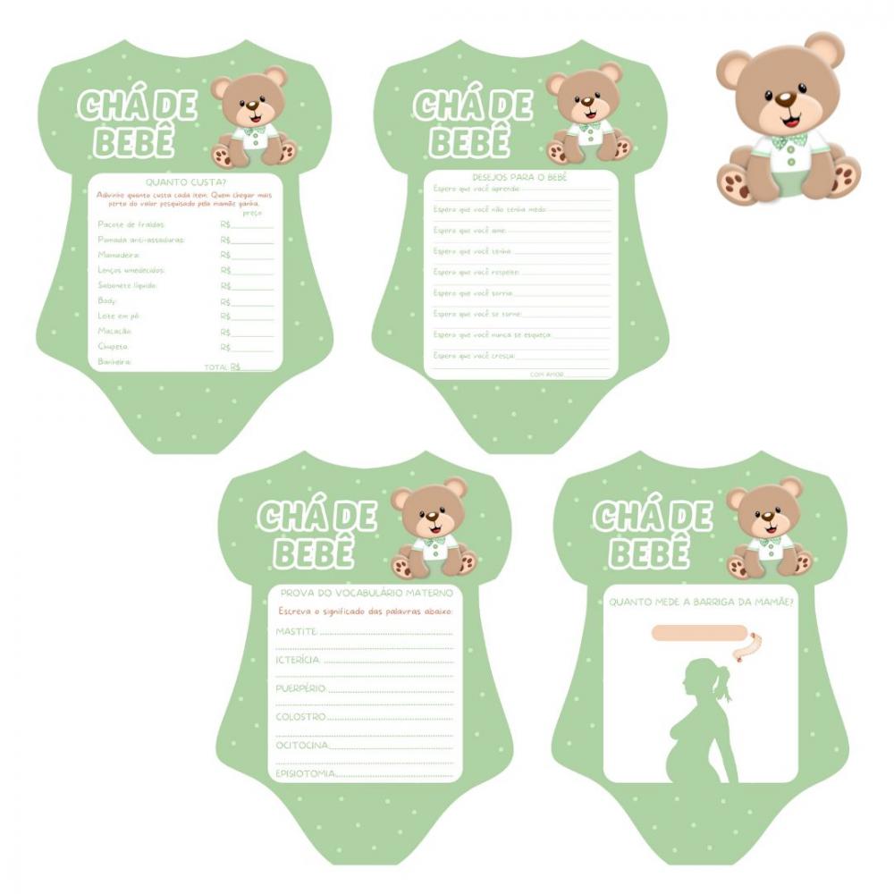 Kit Brincadeiras Chá de Bebê Ursinho Body (verde) -pdf