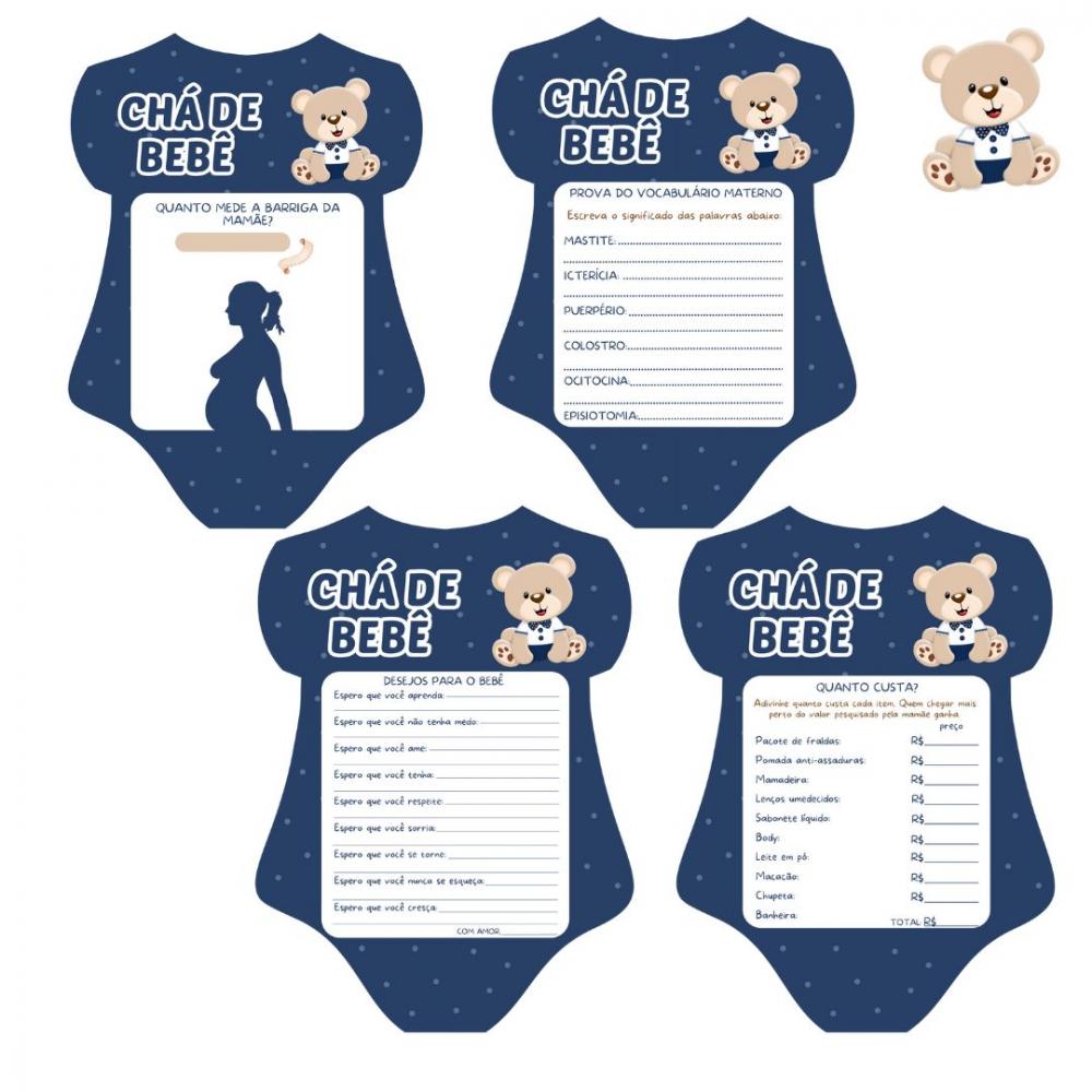 Kit Brincadeiras Chá de Bebê Ursinho Body -pdf