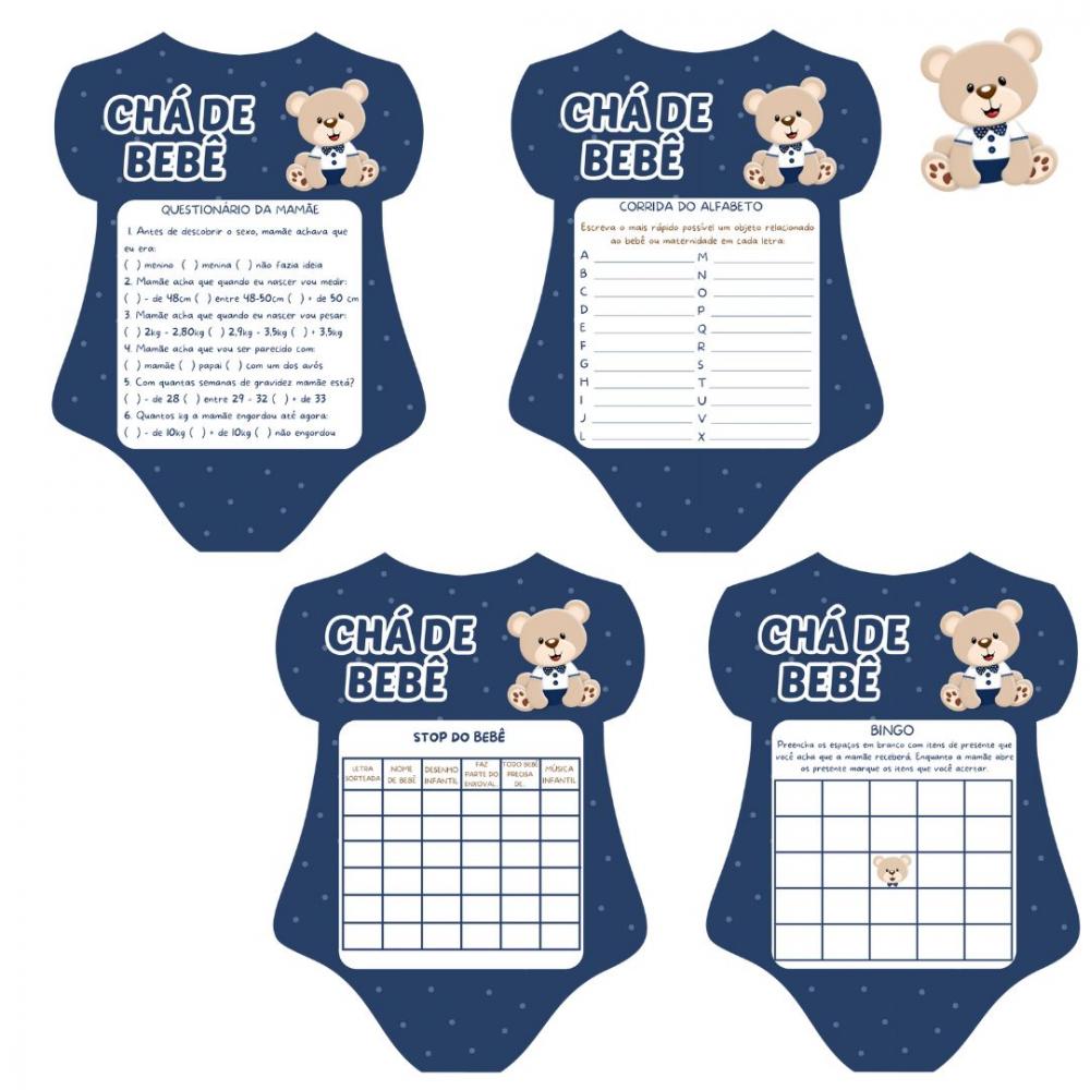 Kit Brincadeiras Chá de Bebê Ursinho Body -pdf