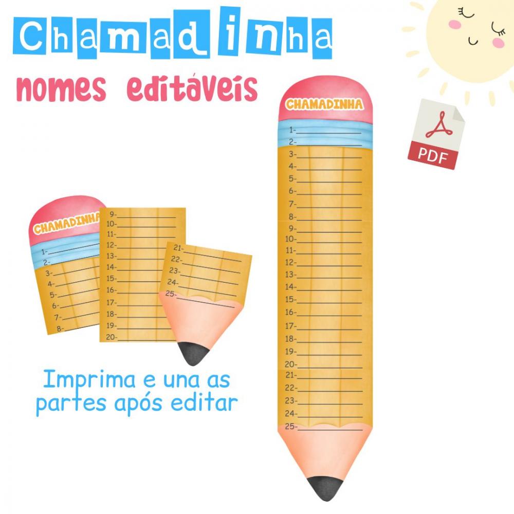 Painel Chamadinha - Lápis (arquivo pdf Editável)