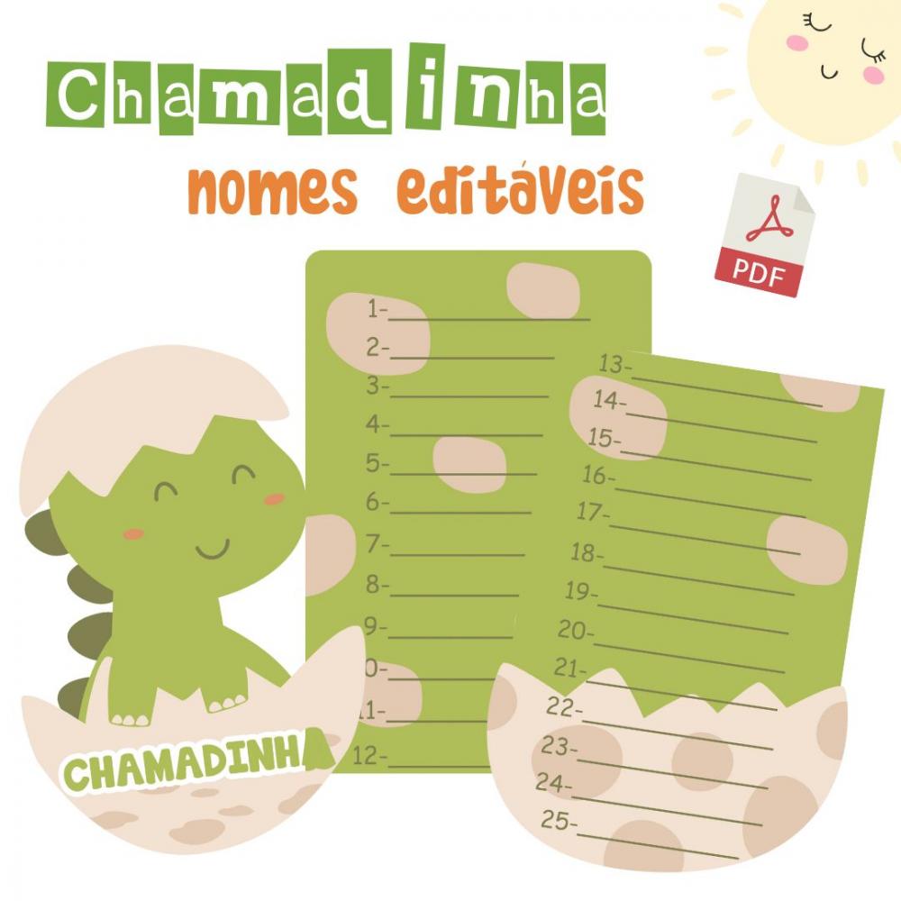 Painel Chamadinha - Dinossauro (arquivo pdf Editável)