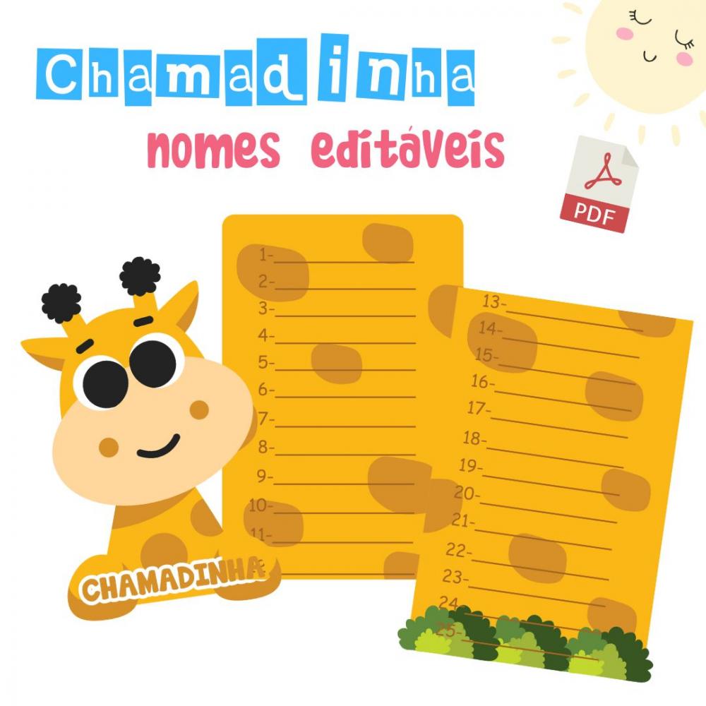 Painel Chamadinha - Girafa (arquivo pdf Editável)