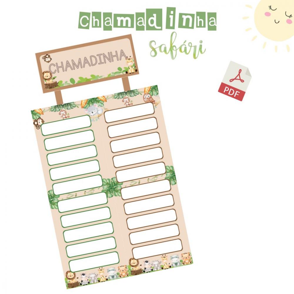 Painel Chamadinha - Safári (arquivo Pdf)