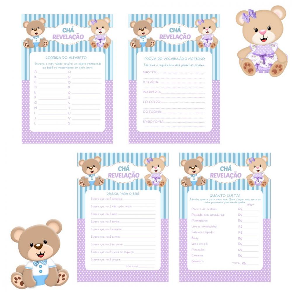Kit Brincadeiras Chá Revelação Ursinho e Ursinha -pdf