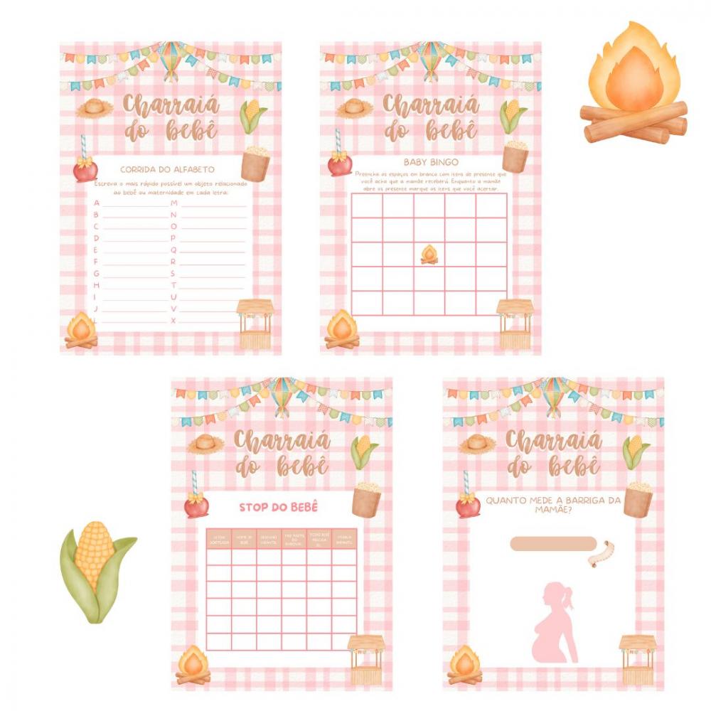 Kit Brincadeiras Charraiá do Bebê Festa Junina - Rosa (pdf)