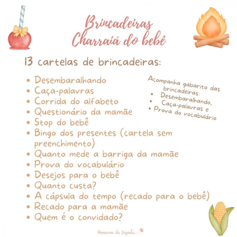 Kit Brincadeiras Charraiá do Bebê Festa Junina - Rosa (pdf)