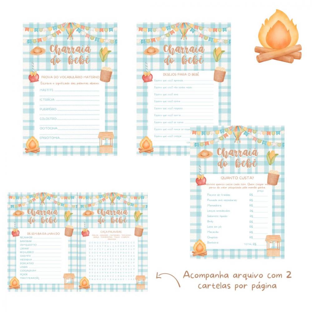 Kit Brincadeiras Charraiá do Bebê Festa Junina - Azul (pdf)